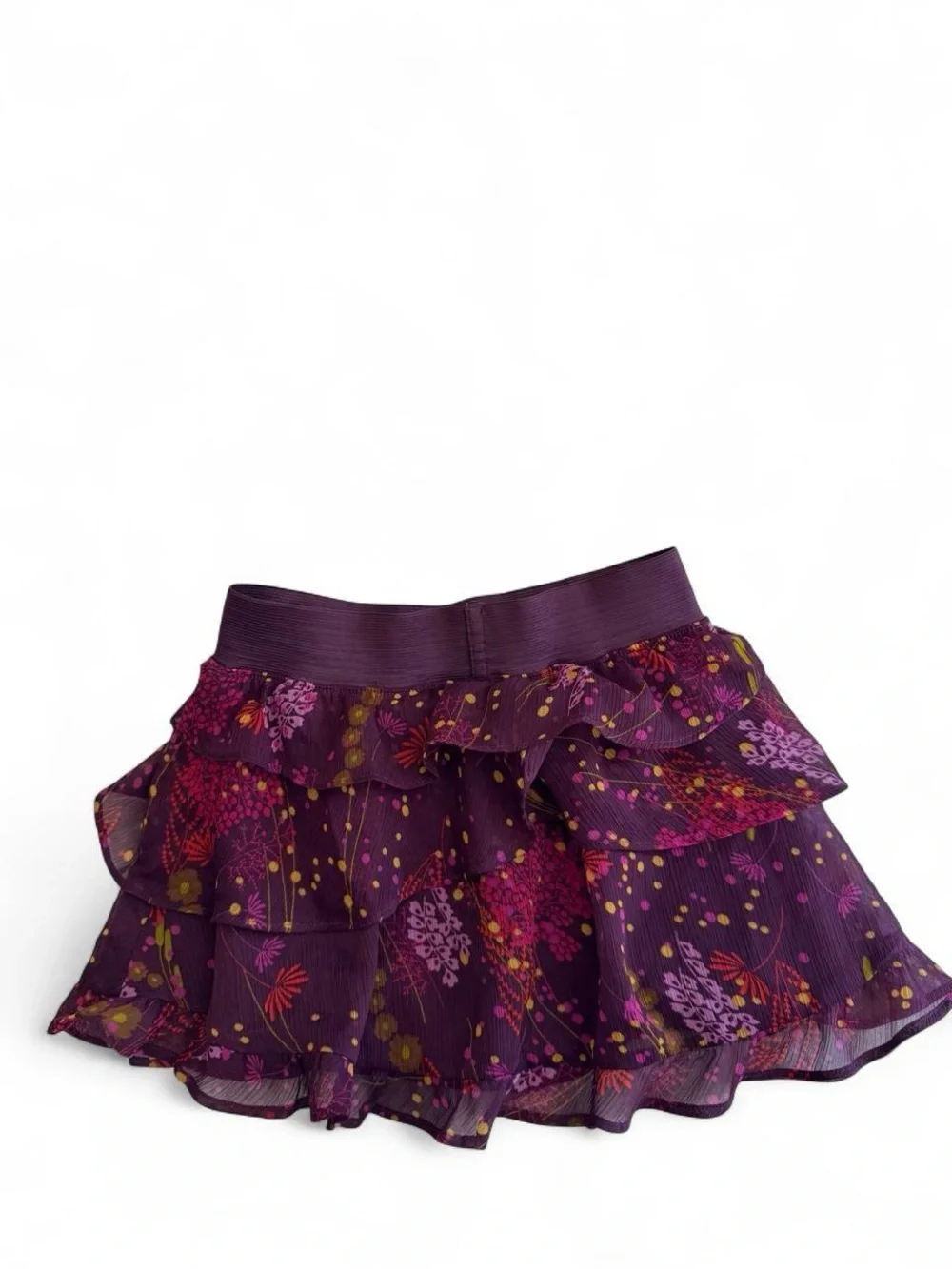 Gap Kids Girls Purple Floral Tiered Ruffle Skirt XS 4-5 Chiffon Y2K